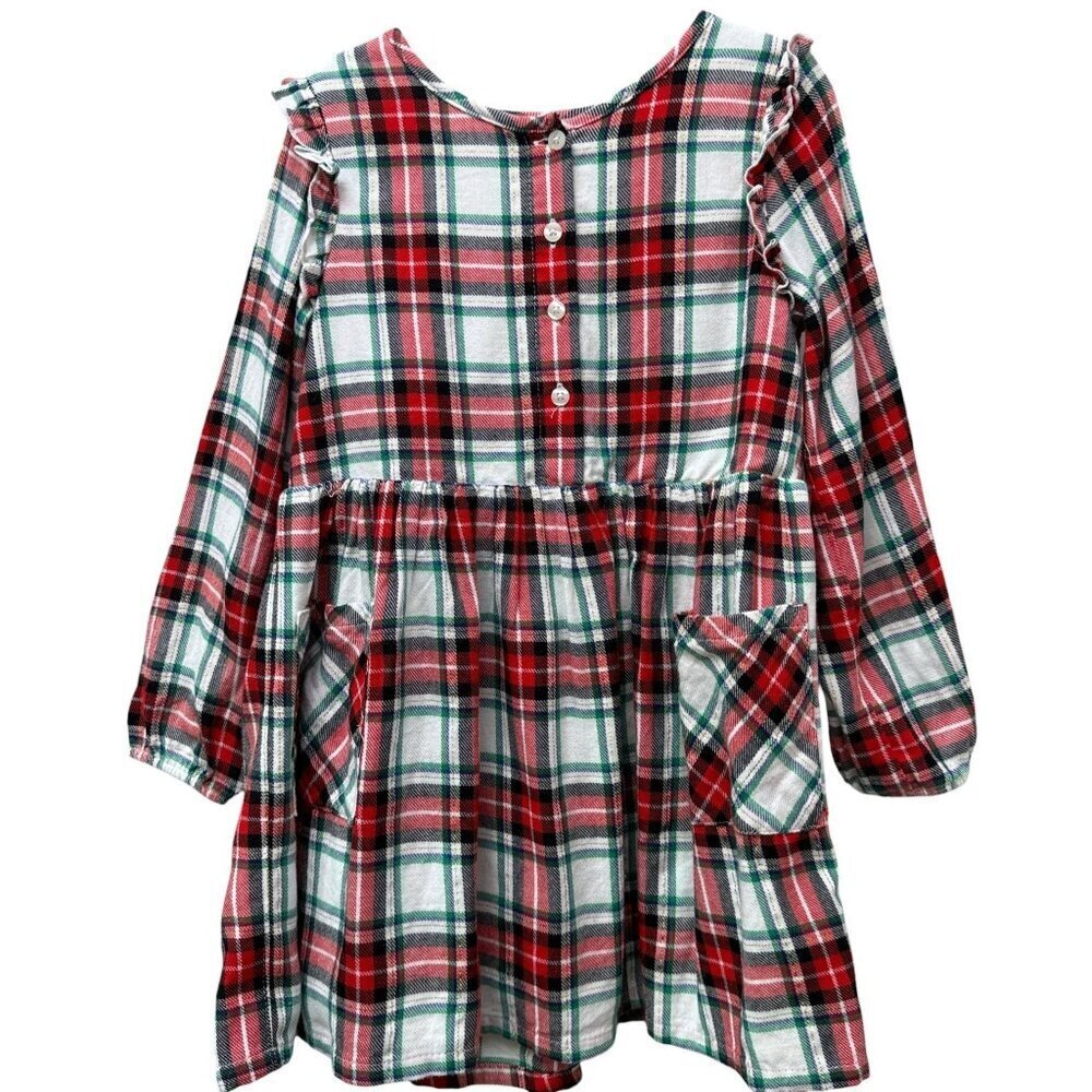Cat & Jack Toddler Girls 5T Holiday Red Plaid Dress Ruffle Long Sleeve Christmas